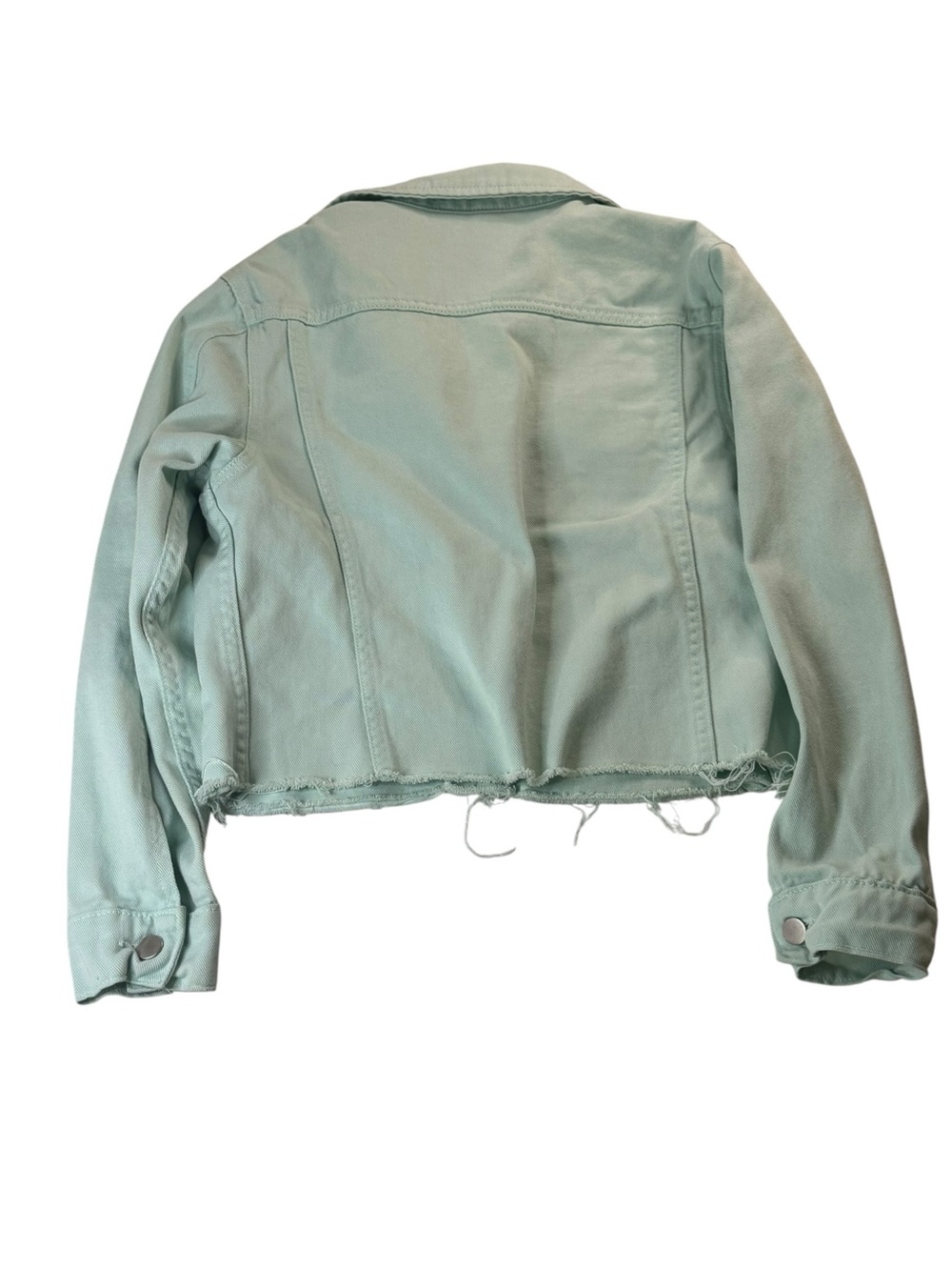 American Apparel Mint Green Cropped Denim Jacket Womens Size XS 90s Y2K Fairy - Picture 2 of 8